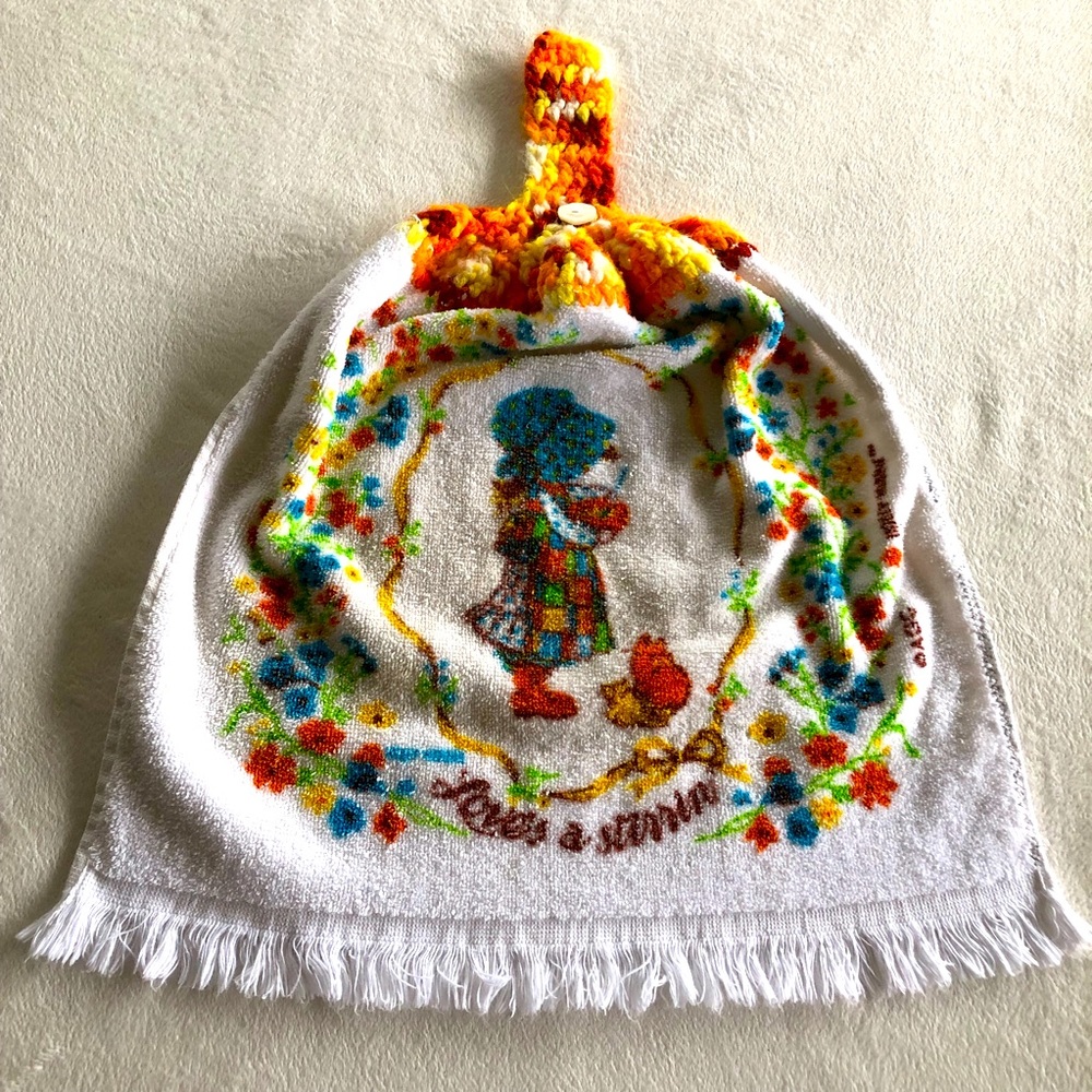 Vintage 70s Holly Hobbie Dish Towel